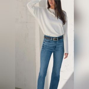 AYR The Early Morning Tee Seashell Small Heavy Cotton Jersey Long Sleeve